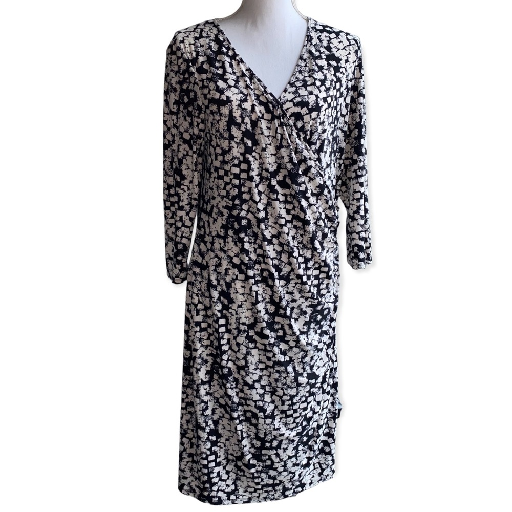 CHAPS BLACK/WHITE PRINT DRESS